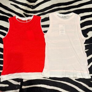 Zara Sleeveless Red with white trim and ballerina pink with white trim Tops